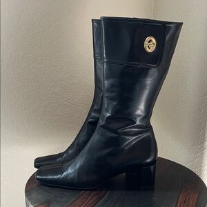 Coach Onnette Vintage Black Leather Women's Boots Made in Italy